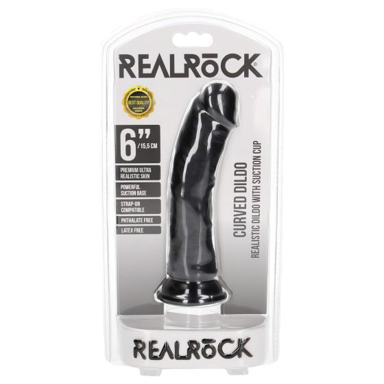 RealRock - realistické dildo s přísavkou - 15,5 cm - černé