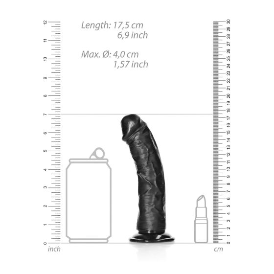 RealRock - realistické dildo s přísavkou - 15,5 cm - černé