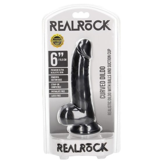 RealRock - realistické dildo s přísavkou - 15,5 cm (černé)