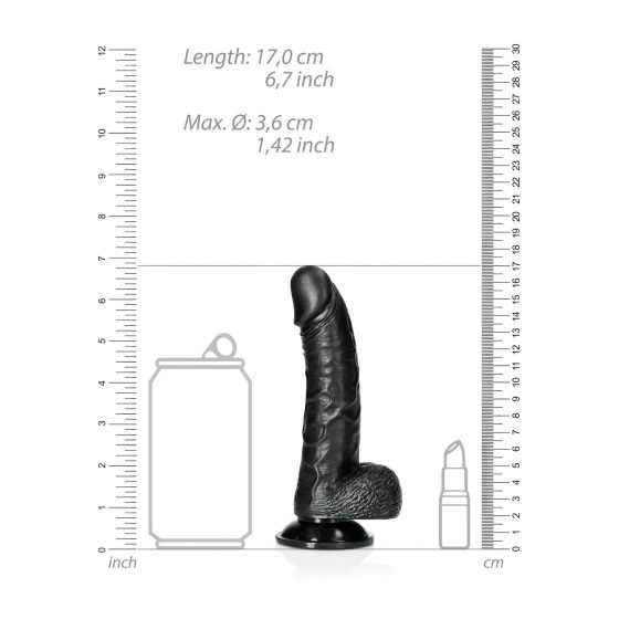 RealRock - realistické dildo s přísavkou - 15,5 cm (černé)
