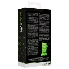 Ouch! - svíticí bondage lano (10 m, zelené)