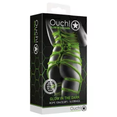 Ouch! - svítící bondage lano do tmy (5 m, zelené)