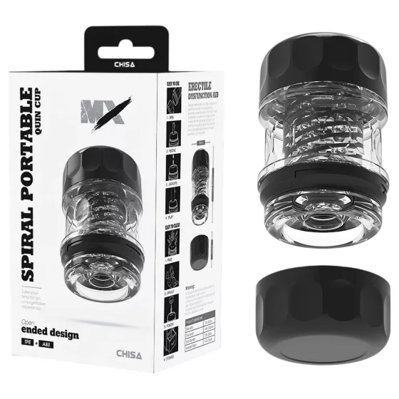 MX Spiral Portable Quin Cup - spirálový, sací masturbátor (černý)