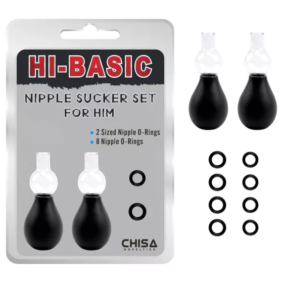 Hi-Basic - sada odsávaček bradavek pro muže (černá)
