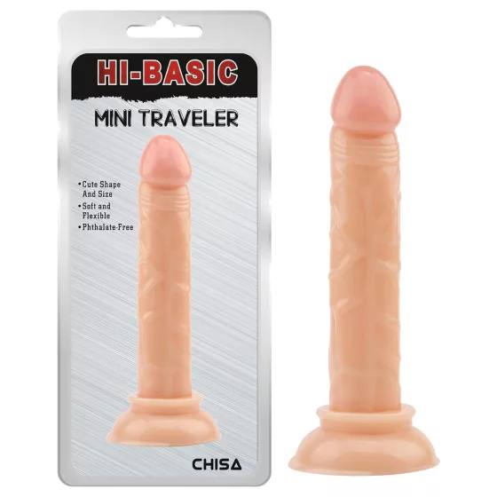 Hi-Basic Mini Traveler - mini dildo s přísavkou (tělové barvy) - 14 cm