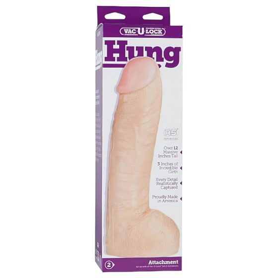 Doc Johnson Vac-U-Lock Hung 12 - realistický dildo se varlaty (přírodní)