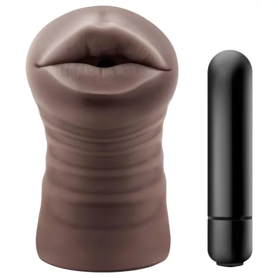 Enlust Krystal - vibrátor umělá ústa - realistické obrázky - hnědá