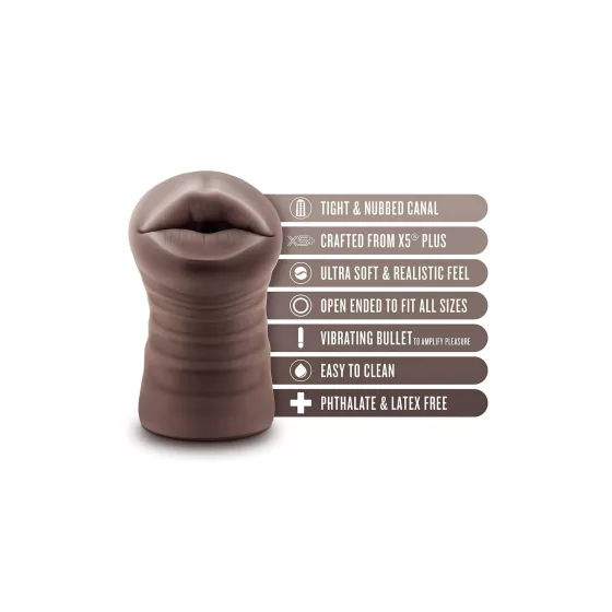 Enlust Krystal - vibrátor umělá ústa - realistické obrázky - hnědá