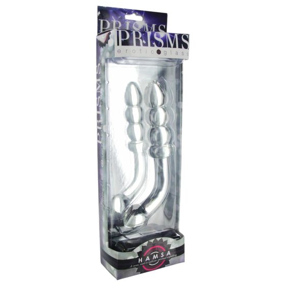 Prisms Hamsa - oboustranné skleněné dildo na bod G (průhledné)