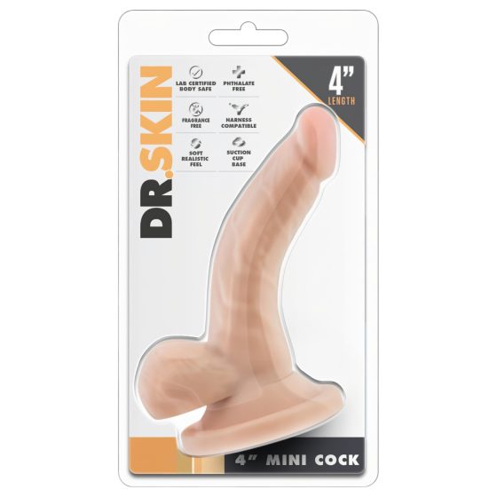 Dr. Skin 4 - přísavkový realistický dildo s varlaty - přírodní (12cm)