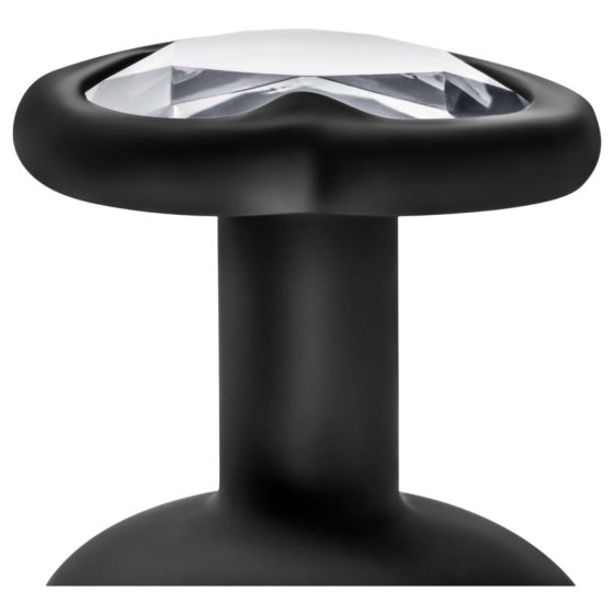 Temptasia S - anální kolík srdce s kamínkem - černý - malý