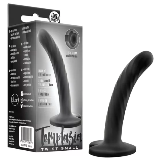 Temptasia Twist Small - přísavkový, zkroucený dildo (černý)
