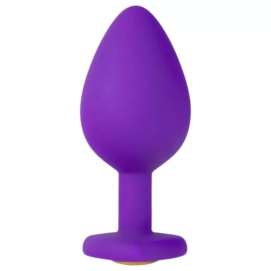 Temptasia M - anální dildo se srdcem a zlatým kamenem - fialové - střední