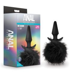   Anal Adventures Platinum - anální kolík s králičím ocáskem (černý)