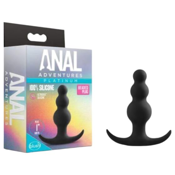 Anal Adventures Platinum - anální kolík s perlami (černý)