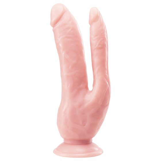 Dr. Skin 8 - oboustranné dildo s přísavkou (přírodní)