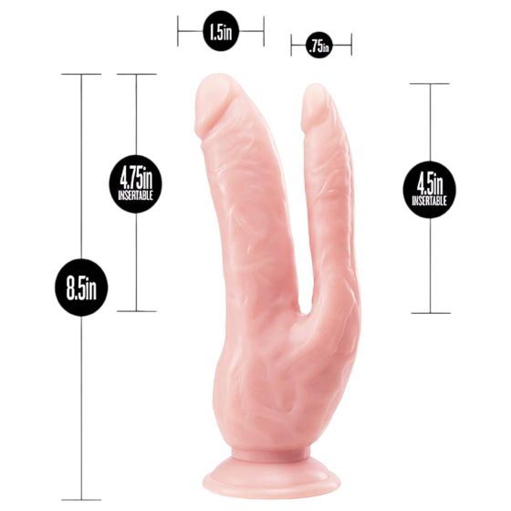 Dr. Skin 8 - oboustranné dildo s přísavkou (přírodní)