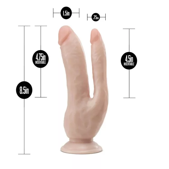 Dr. Skin 8 - oboustranné dildo s přísavkou - naturální barva