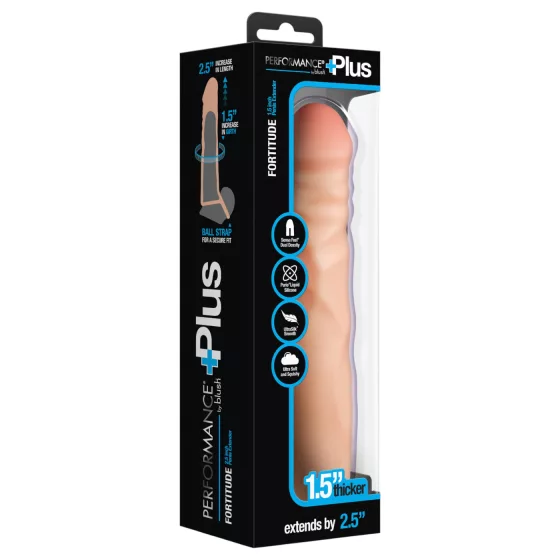 Performance Plus 2,5 - erekční kroužek na penis s návlekem (přírodní)