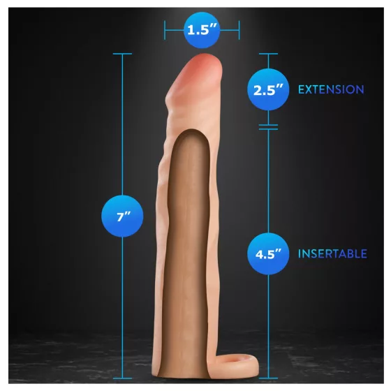 Performance Plus 2,5 - erekční kroužek na penis s návlekem (přírodní)