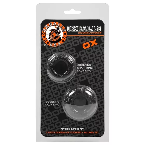 OXBALLS - sada vroubkovaných erekčních kroužků - černá