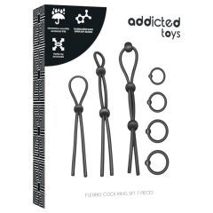   Addicted Toys - sada silikonových erekčních kroužků - 7 ks - černá