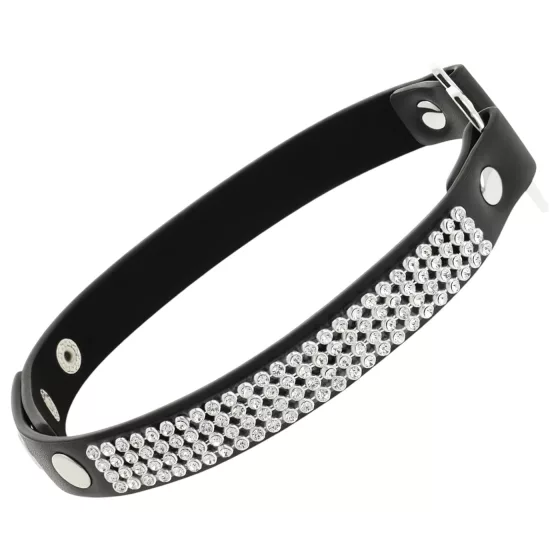 Coquette - choker srdce s kamínky - černý