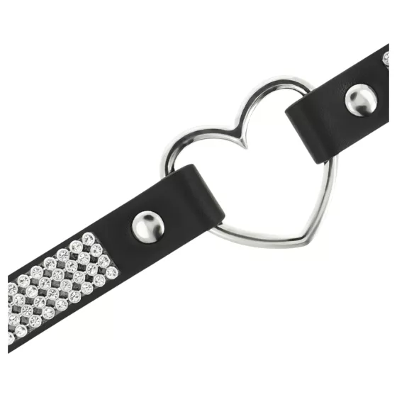 Coquette - choker srdce s kamínky - černý