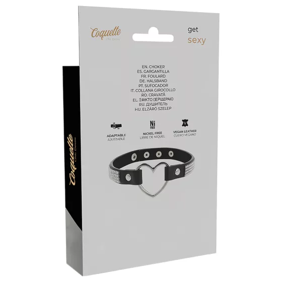 Coquette - choker srdce s kamínky - černý