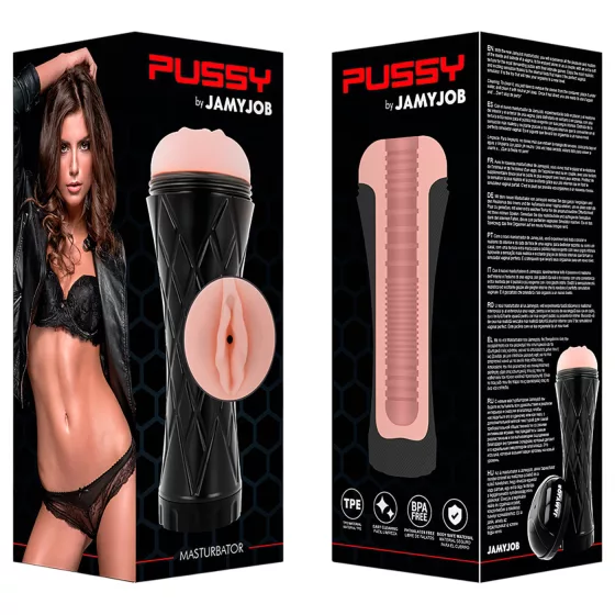 JamyJob - realistická umělá vagína v pouzdře - černá/naturální