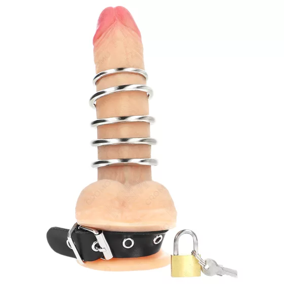 Kink - erekční kroužek s kovovými kroužky - černý