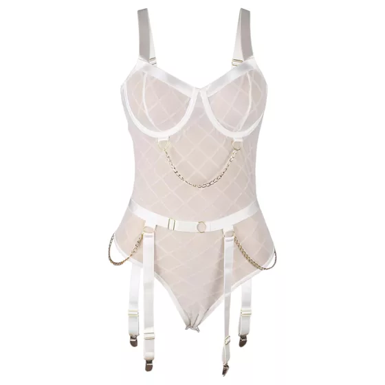 Subblime 954291 - body s řetízky - průhledné - bílá - L-XL
