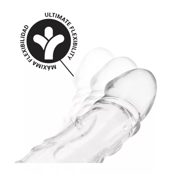 Addicted Toys - návlek na penis s kroužkem na varlata - 27 cm - transparentní