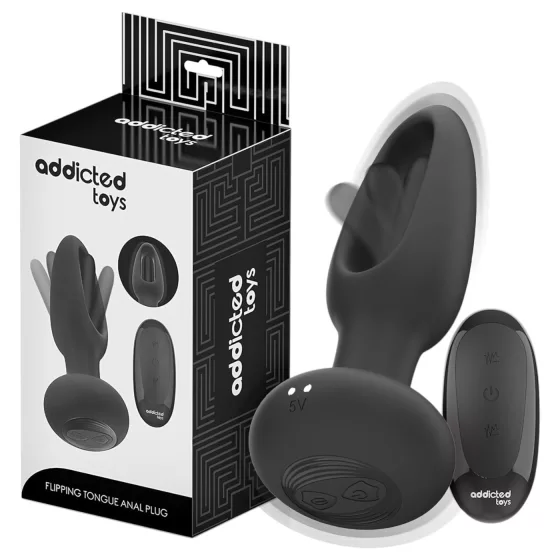 Addicted Toys - anální vibrátor s pohyblivým jazýčkem - černý