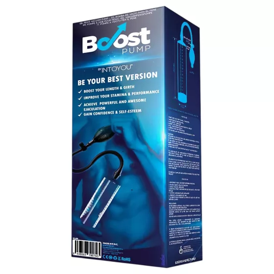 Boost PSX04 - ruční vakuová pumpa na penis s měřítkem (průhledná) - 22 cm