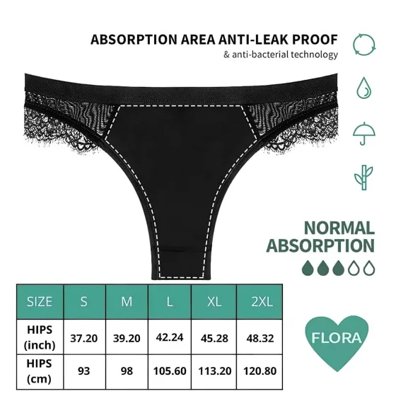 Adalet Flora Normal - menstruační kalhotky - černé - L