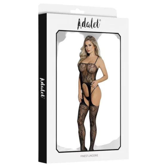Adalet Lilly - erotický set - květinová síťovina - černá