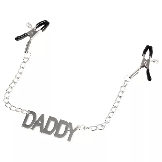 LateToBed Daddy - svorky na bradavky - kovové - stříbrné