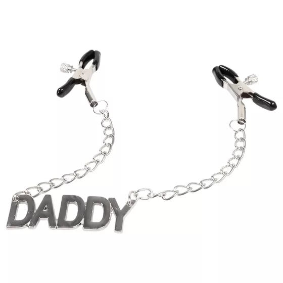 LateToBed Daddy - svorky na bradavky - kovové - stříbrné