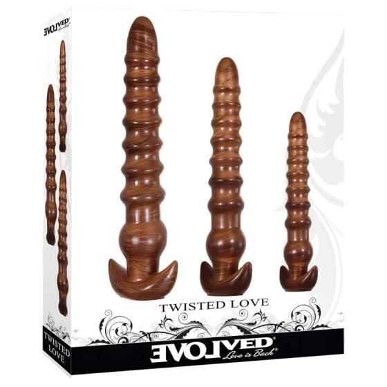 Evolved Twisted Love - anální dildo sada (dřevěný vzhled)
