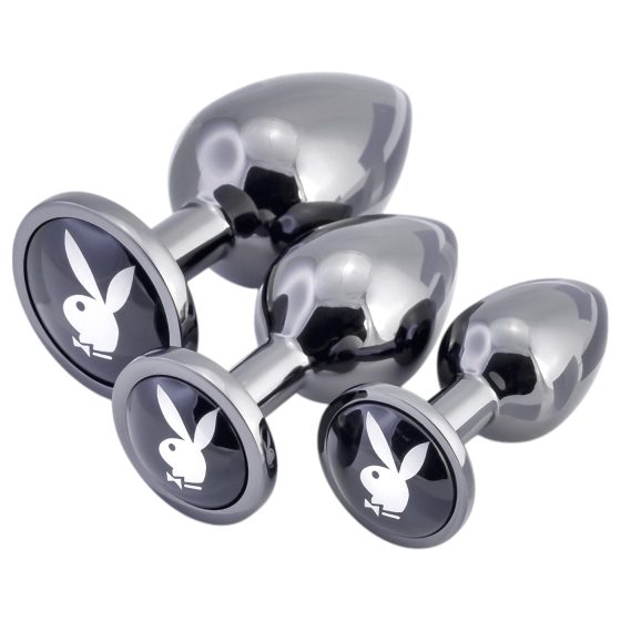 Playboy - anální plug sada - 3 dílná (stříbrná)