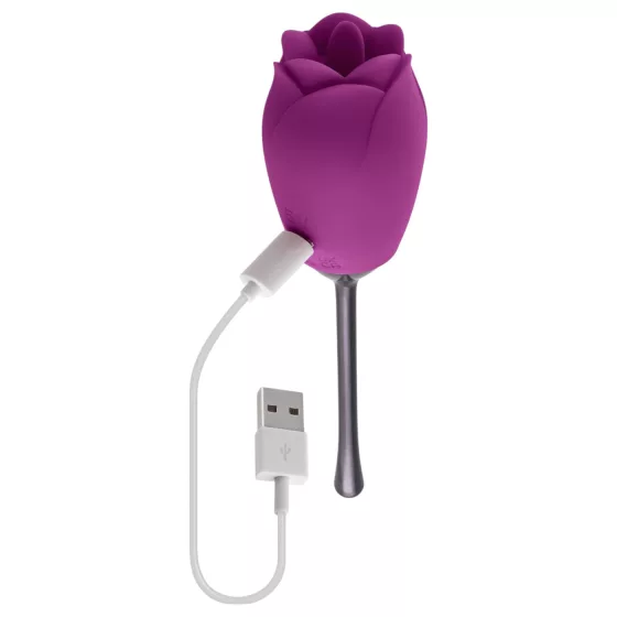 Playboy - vibrátor s jazýčkem - vodotěsný, nabíjecí - fialový