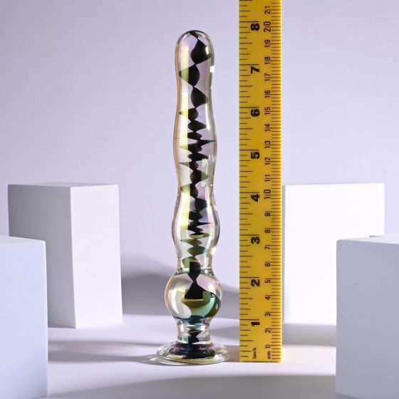 / Playboy Jewels - vlnité skleněné dildo (průhledné)