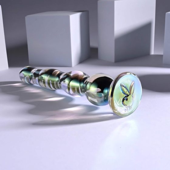 / Playboy Jewels - vlnité skleněné dildo (průhledné)