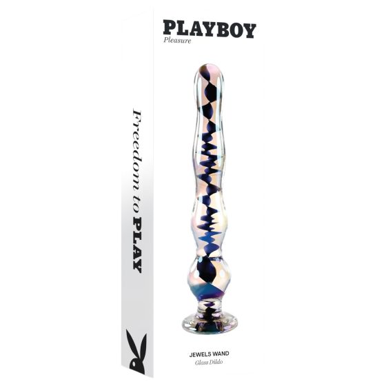 / Playboy Jewels - vlnité skleněné dildo (průhledné)