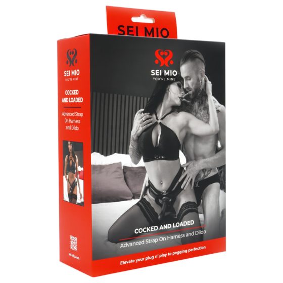 Sei Mio - připínací dildo s postrojem - 15 cm (černá)