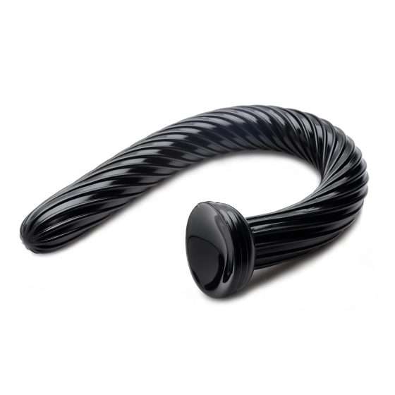 Hosed Spiral Anal Snake 19 - dlouhé tenké anální dildo se spirálovitým povrchem (černé)