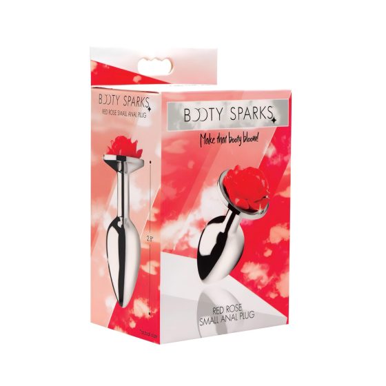 Booty Sparks - anální kolík s růžovým kamenem - kovový stříbrný