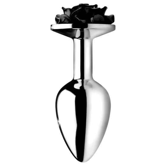 Booty Sparks Black Rose - hliníkový anální kolík (stříbrno‑černý)