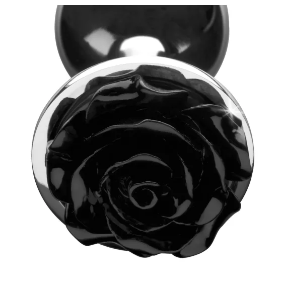 Booty Sparks Black Rose - hliníkový anální kolík (stříbrno‑černý)